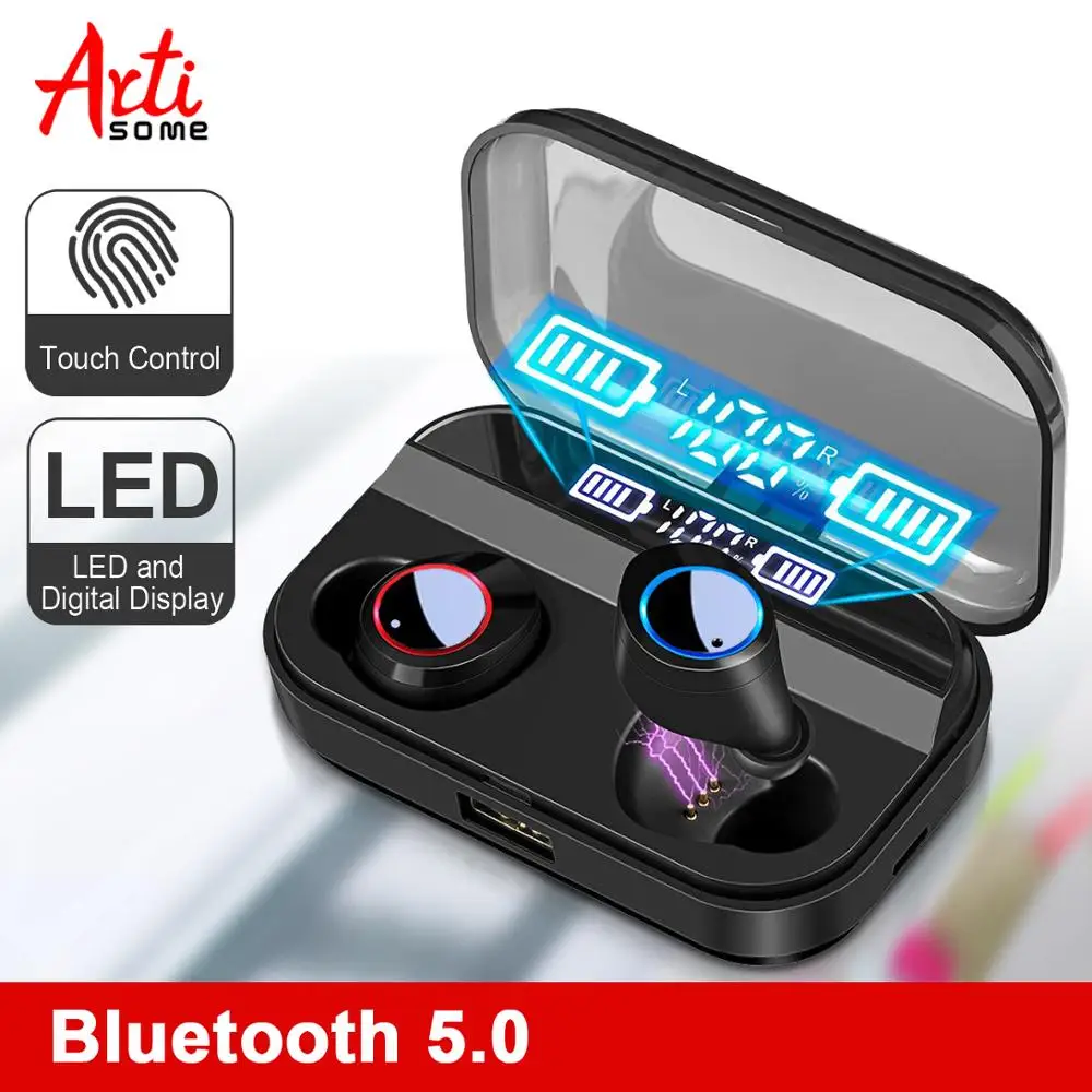 Водонепроницаемые беспроводные наушники со светодиодным дисплеем Bluetooth 5 0 с