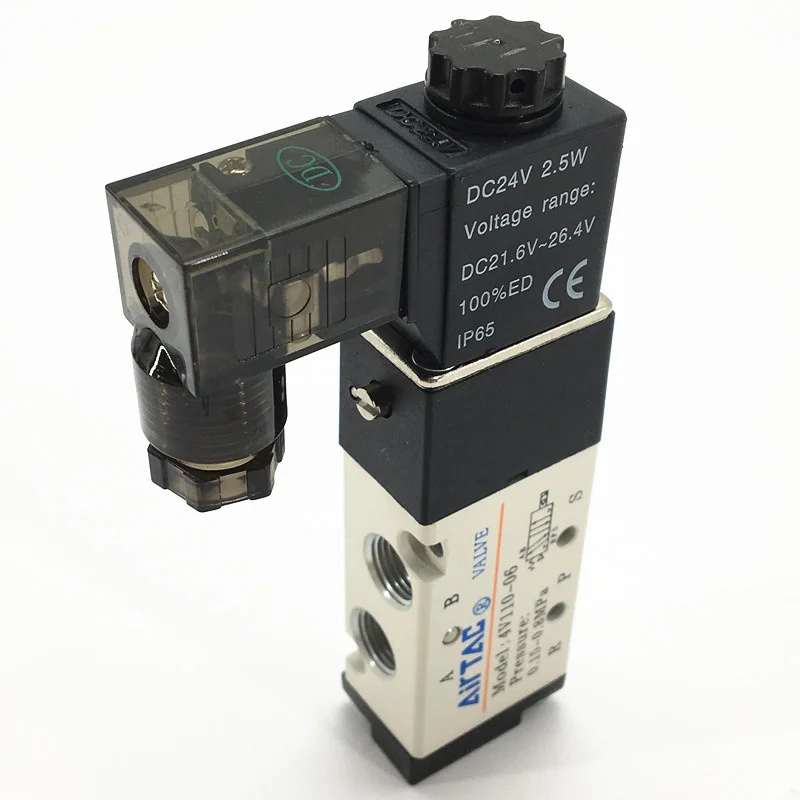 4V110-06 DC24V AC24V соленоидный воздушный клапан 5 портов 2 положения пневматические компоненты электромагнитный клапан 4V Серия