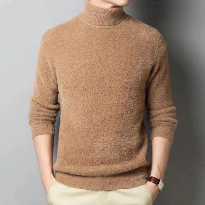 Искусственный мех норки кашемировый свитер с высоким плотно облегающим шею