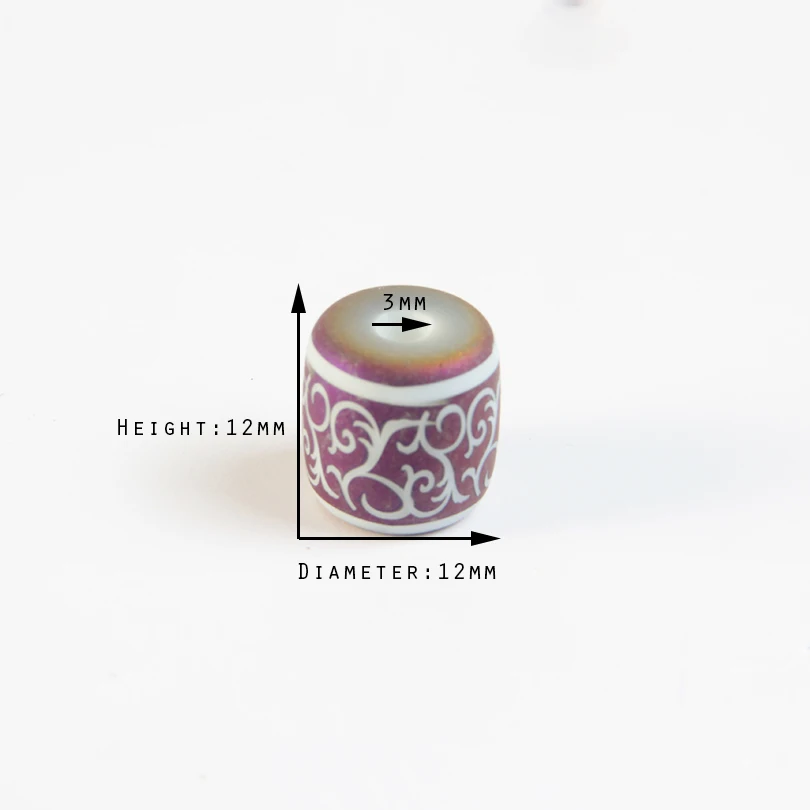 10 шт/уп 12 мм Керамические матовые бусины цилиндрической формы с религиозным стилем для создания украшений на ожерелье.