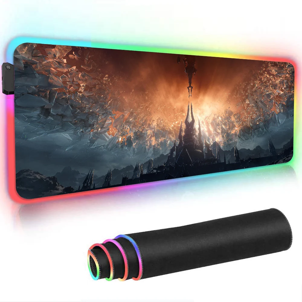 Игровой коврик для мыши Rgb Warcraft Rgb Com Xxg., Аксессуары для мыши и клавиатуры с кабелем для ремесла World of Warcraft, с обратной подсветкой