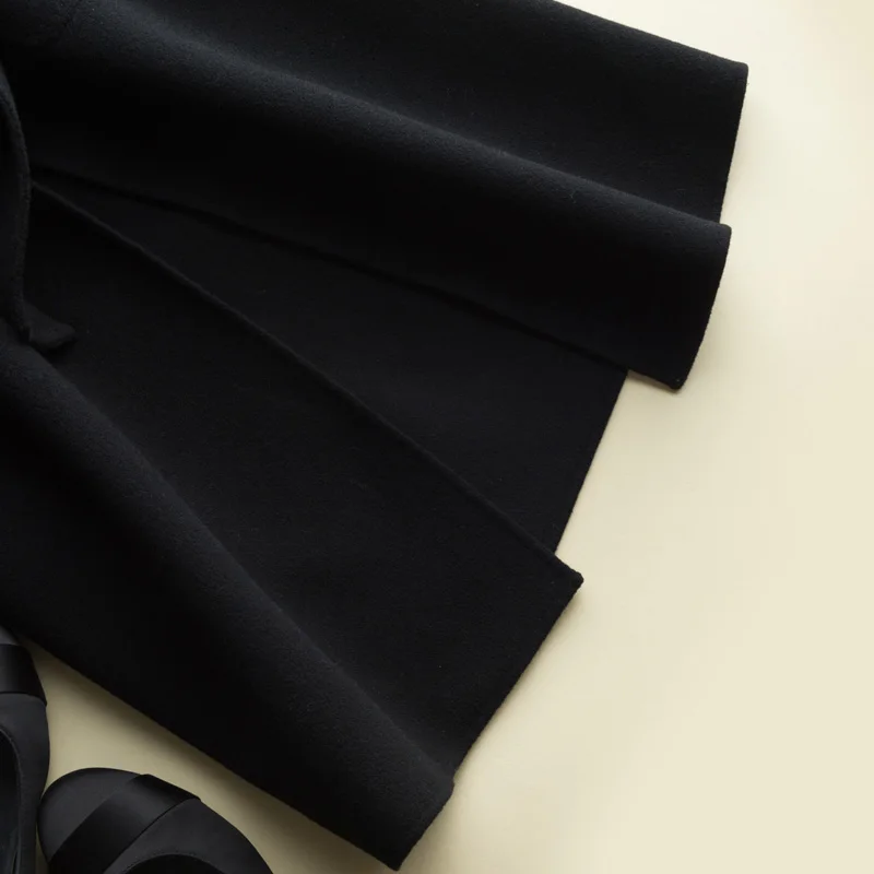 

Overcoat handmade double-sided wool overcoat over knee women's suit collar medium length woolen coat