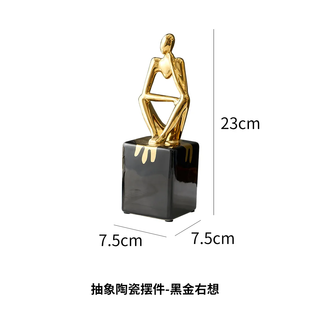 

Abstract Ceramic Figure Sculpture Golden Character Statue Home Decor Modern Living Room Decoration Office Desk Accessories Gift