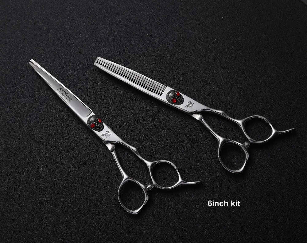 KUMIHO KLT-60 440C нержавеющие высококачественные ножницы для волос " с болт с черепом модные Парикмахерские ножницы