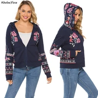 khalee yose thick warm floral embroidery hoodies jackets autumn long sleeve pockets vintage hooded winter streetwear 3xl women