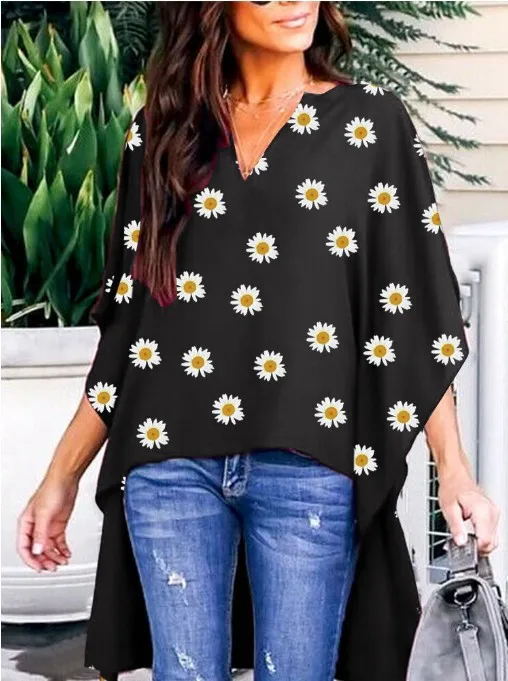 

2020 Summer Chiffon Tops Women Blouses Vintage Colors Casual Ruffles Flare Large Elegant Loose Befreee Boho Plus Sizes Shirts