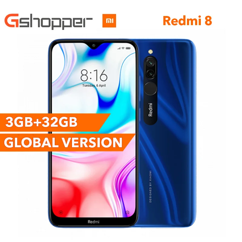 Оригинальная глобальная версия Xiaomi Redmi 8 3 ГБ ОЗУ 32 Гб ПЗУ мобильный телефон Snapdragon