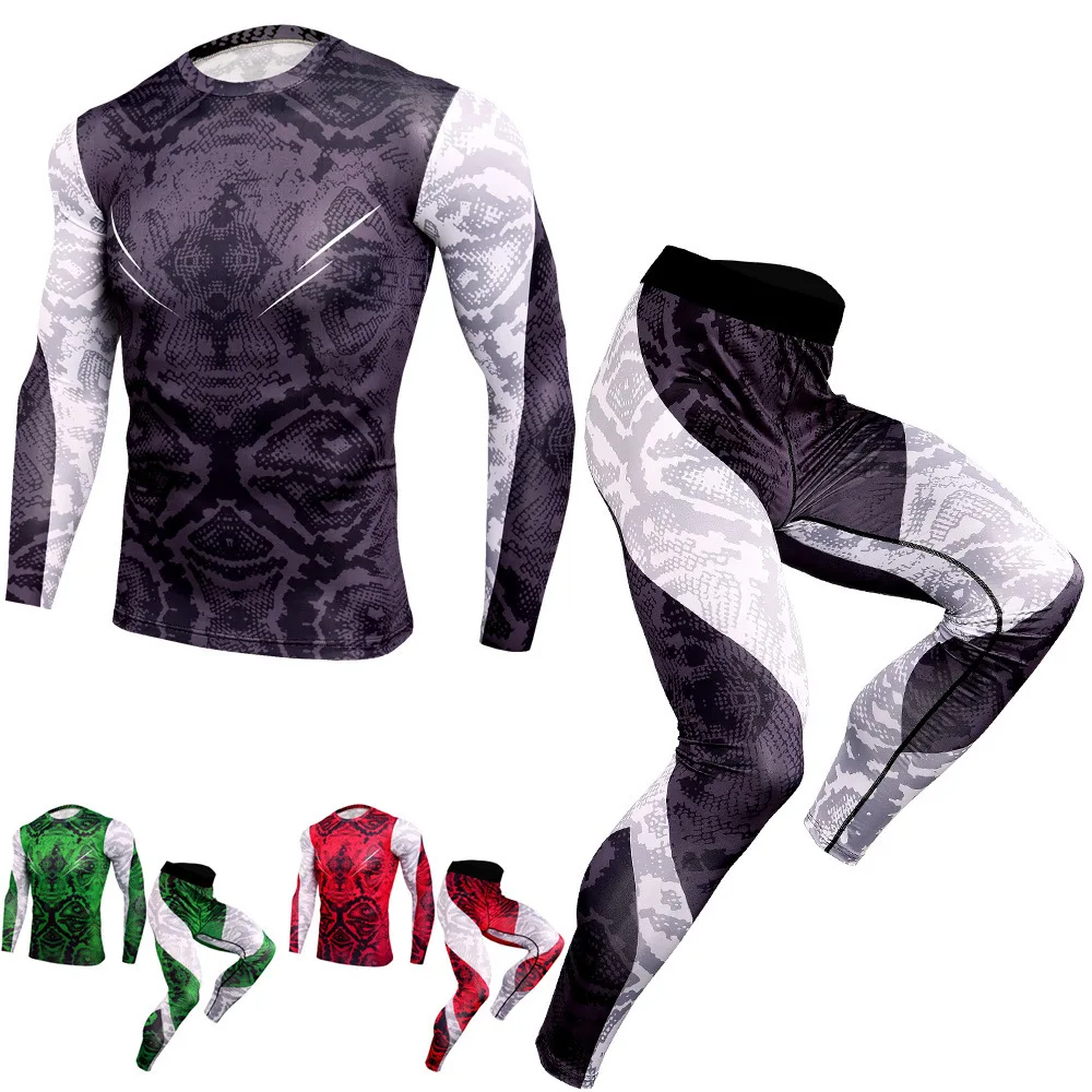 Компрессионный спортивный костюм для мужчин майка и штаны Mma Rashguard Muay Thai