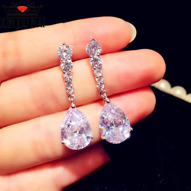 Модные женские Кристальные супер блестящие серьги CZ Rhod с белым камнем Boho
