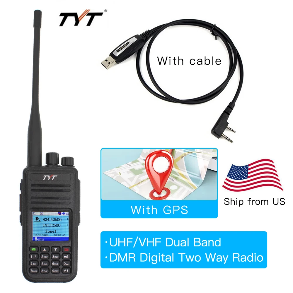 Двойной Цвет дисплея иди и болтай Walkie Talkie TYT MD-UV380 Двухдиапазонная Радио УКВ + UHF