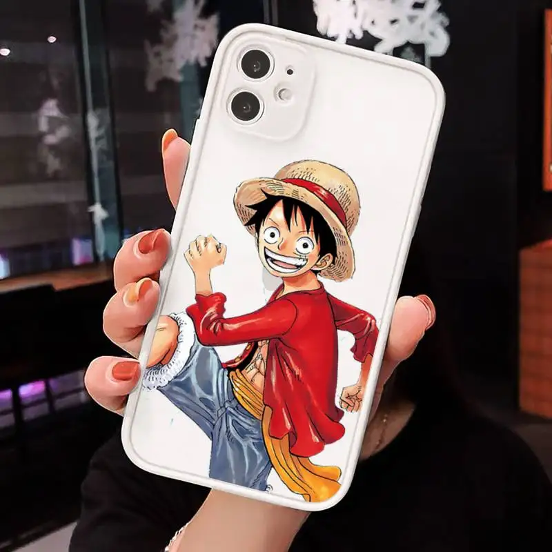 

Luffy one piece anime cartoon Phone Case Matte Transparent for iPhone 7 8 11 12 s mini pro X XS XR MAX Plus cover funda