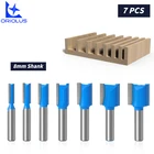 фрезы по дереву фреза по дереву 7 шт. 8 мм хвостовик с двойной кромкой, прямые биты, деревообрабатывающий инструмент