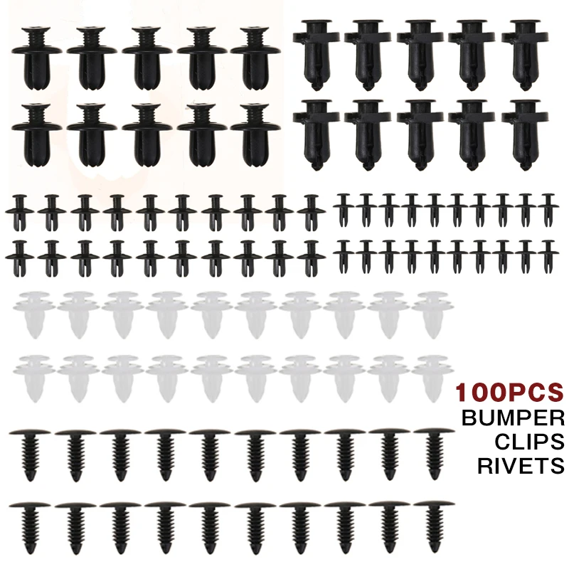 

100pcs/set 6 Size Model Mixed Bumper Clips Rivets Fastener Clip Car Accessories For Toyota Corolla for Honda Civic for Nissan