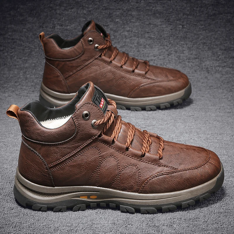 

зимние ботинки мужские ботинки мужские Сапоги ботинки мужские зима Новинка, модные мужские рабочие кожаные ботинки, теплые мужские зимние ...