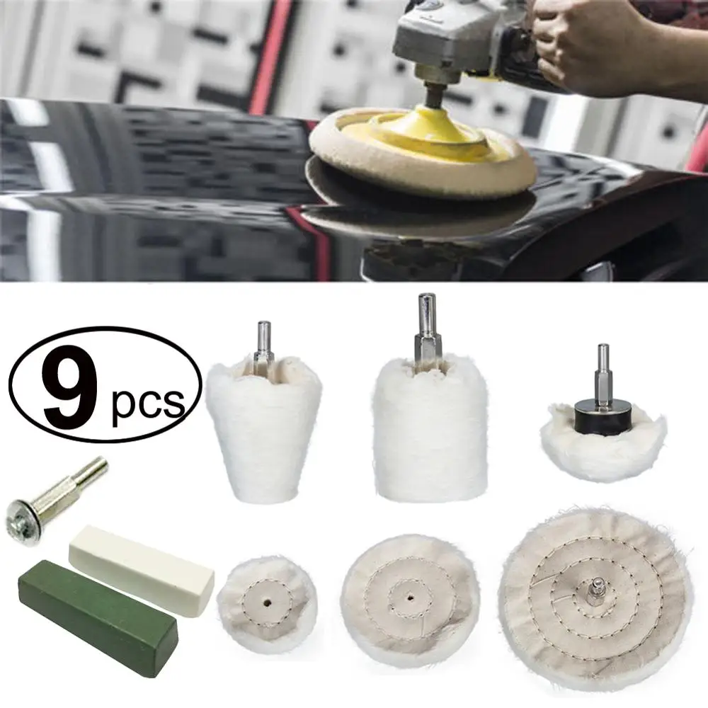 

9PCS Car Polishing Grinder Cloth wheel Kit Woodworking Buffing Wheel Drill Metal Jewelry Abrasive Tool