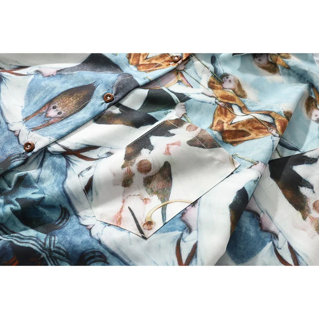 Мужская пляжная рубашка Feitong летняя в стиле хип-хоп с короткими рукавами и