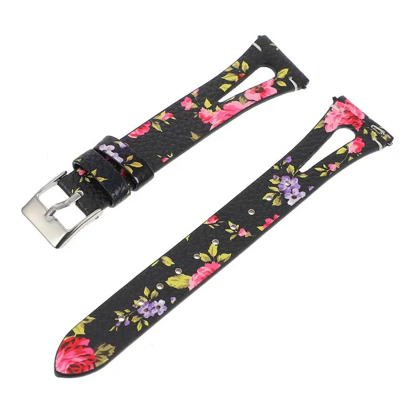 

1pc Watch Strap Leather Watch Band Flower Pattern Watch Band Unisex Watch Band