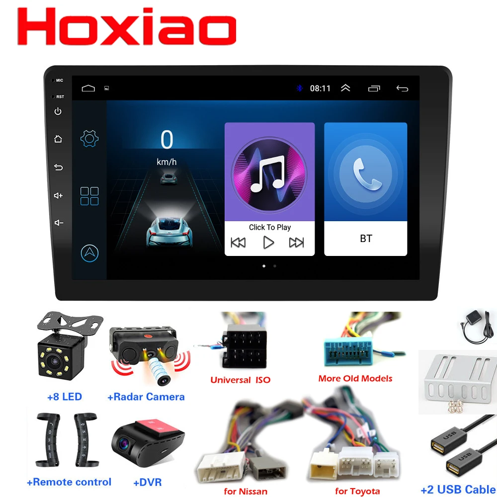 Автомобильный мультимедийный плеер 2 DIN 9 0 дюйма Android 8 1 сенсорный экран Bluetooth GPS Wi Fi