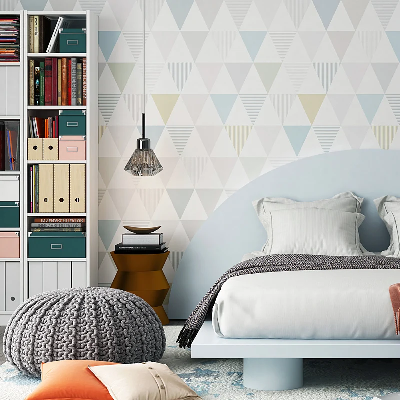 Modern Geometric Diamond Wallpaper For Kids Room Decor Nordic Bedroom Study Living Room TV Background Non-woven Wall Paper Rolls