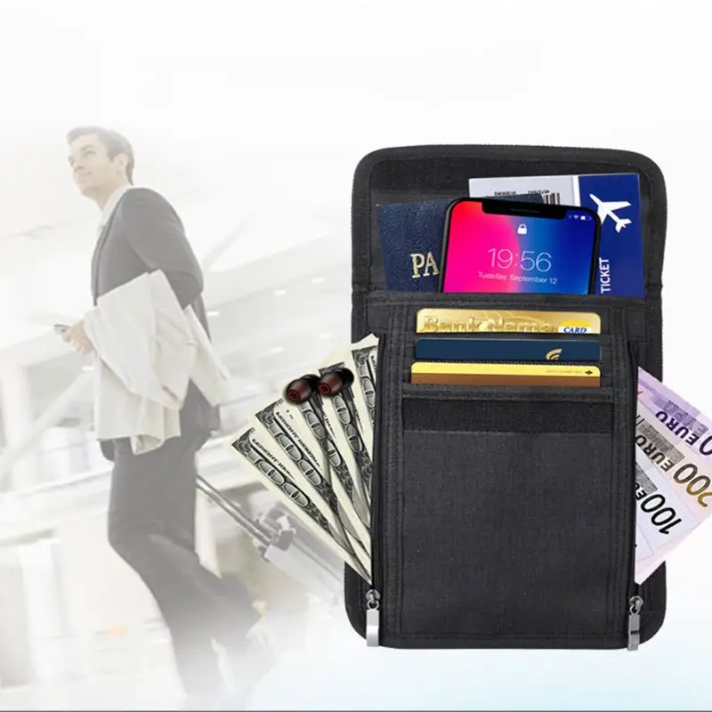 Кошелек на шею с защитой от кражи и RFID держатель для карт паспорта скрытый чехол