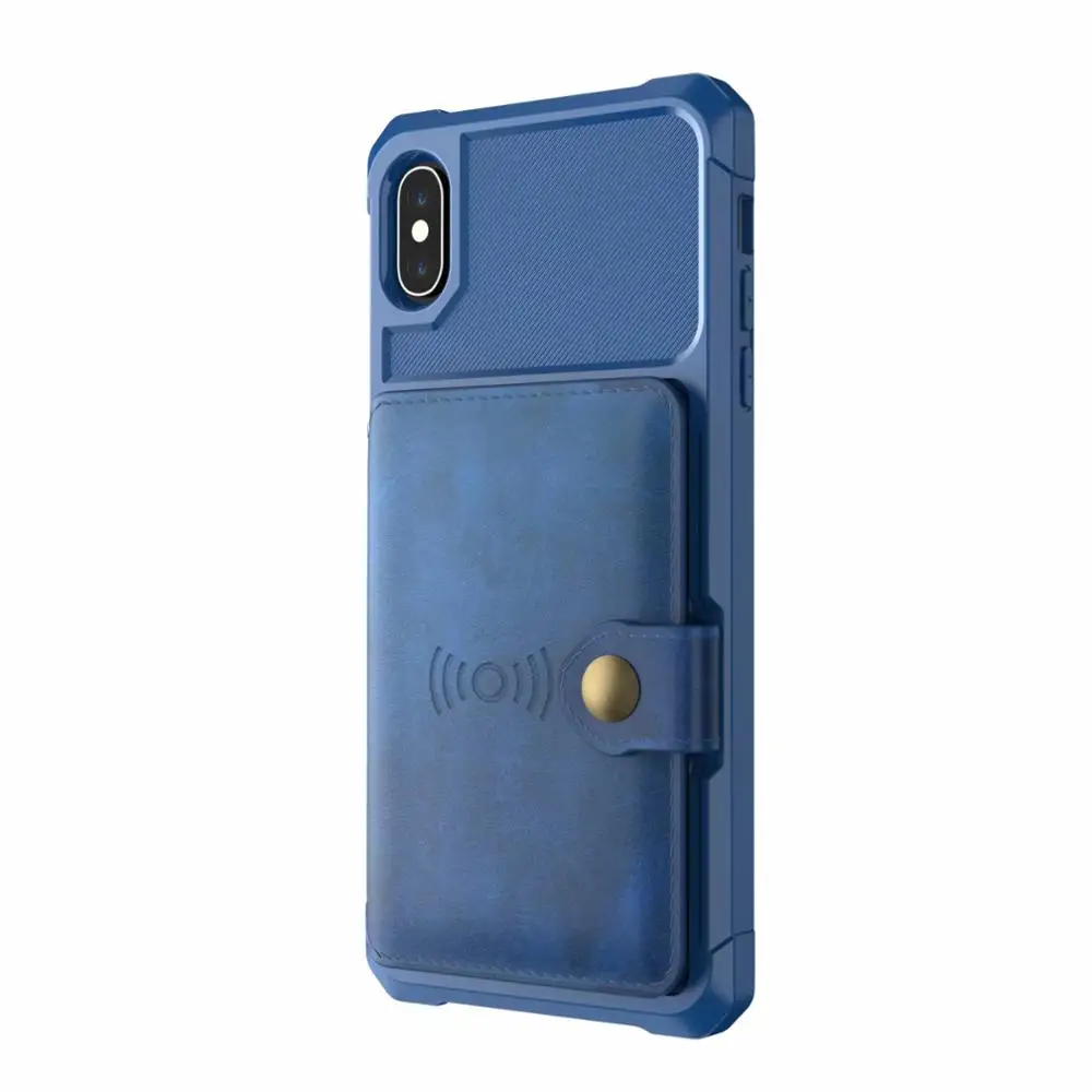 Синий Для Apple iPhone 11 Pro XS Max XR X 6 6s 7 8 Plus кожаный+ Силиконовый противоударный чехол-кошелек с магнитной застежкой для iPhone 11 - Цвет: Синий