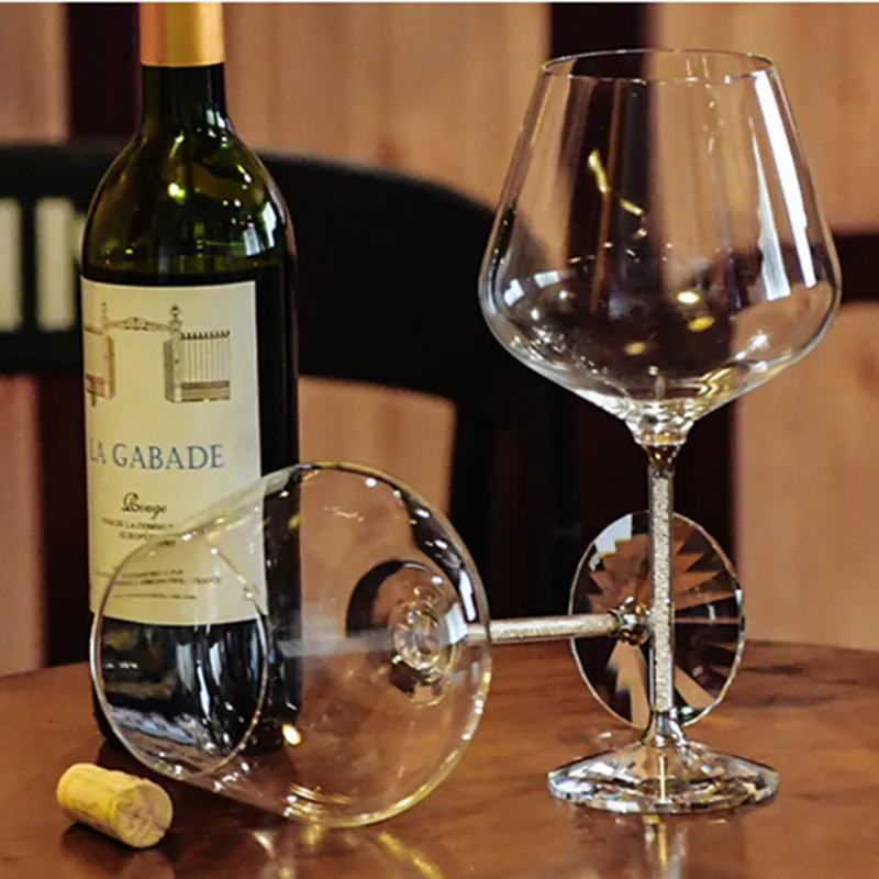 Роскошные Бокалы из золотистого/серебристого хрусталя бокалы для вина с