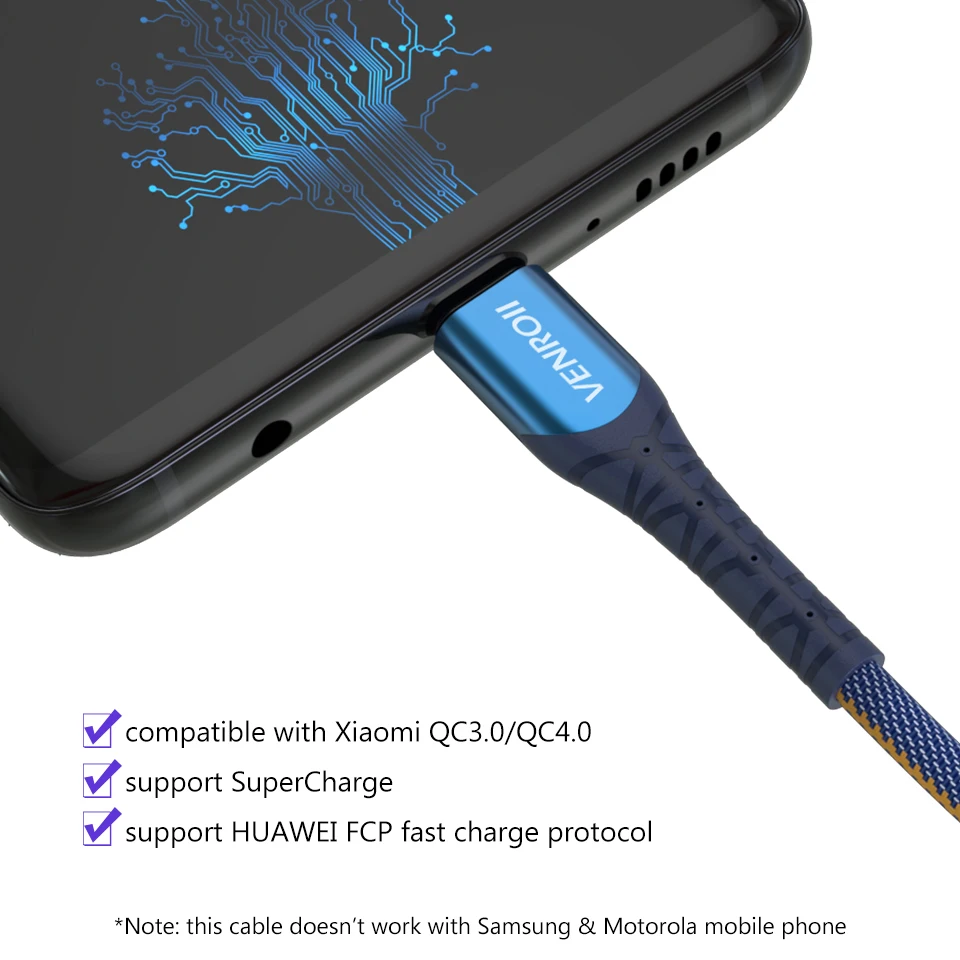 Venroii usb type C кабель для huawei mate 30 20 Pro 5A Supercharge Кабо для P30 P20 P10 Honor Быстрая зарядка USBC type-C кабель для передачи данных