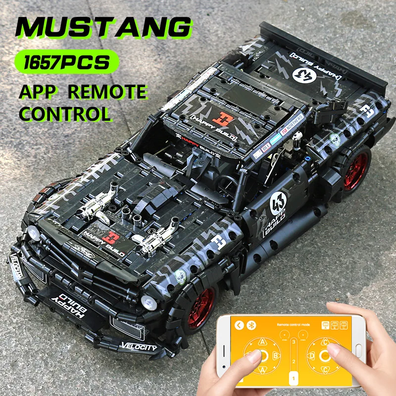 2021 Электрический гоночный автомобиль MOC RC Fords Mustangs Hoonicorns RTR V2 модель строительных