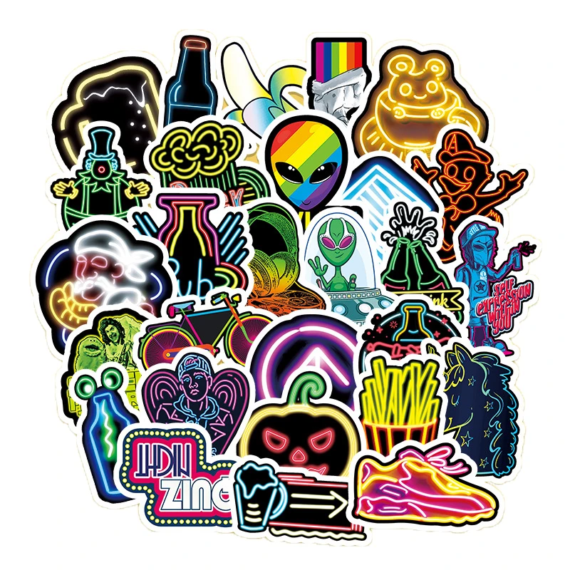 

10/30/50PCS Cartoon Neon Graffiti Stickers Trolley Case Bike Scooter Water Cup Waterproof Sticker Wholesale