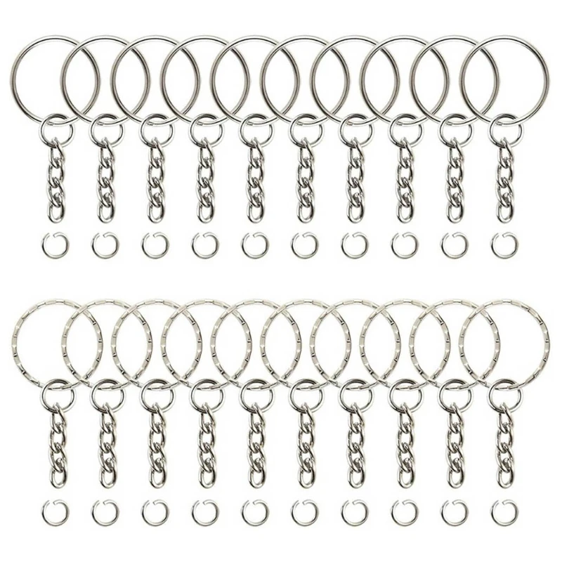 

40pcs Metal Split Key Chain Rings with Chain Open Jump Ring Connector for Keychain Lanyard DIY Crafts and Jewelry Making