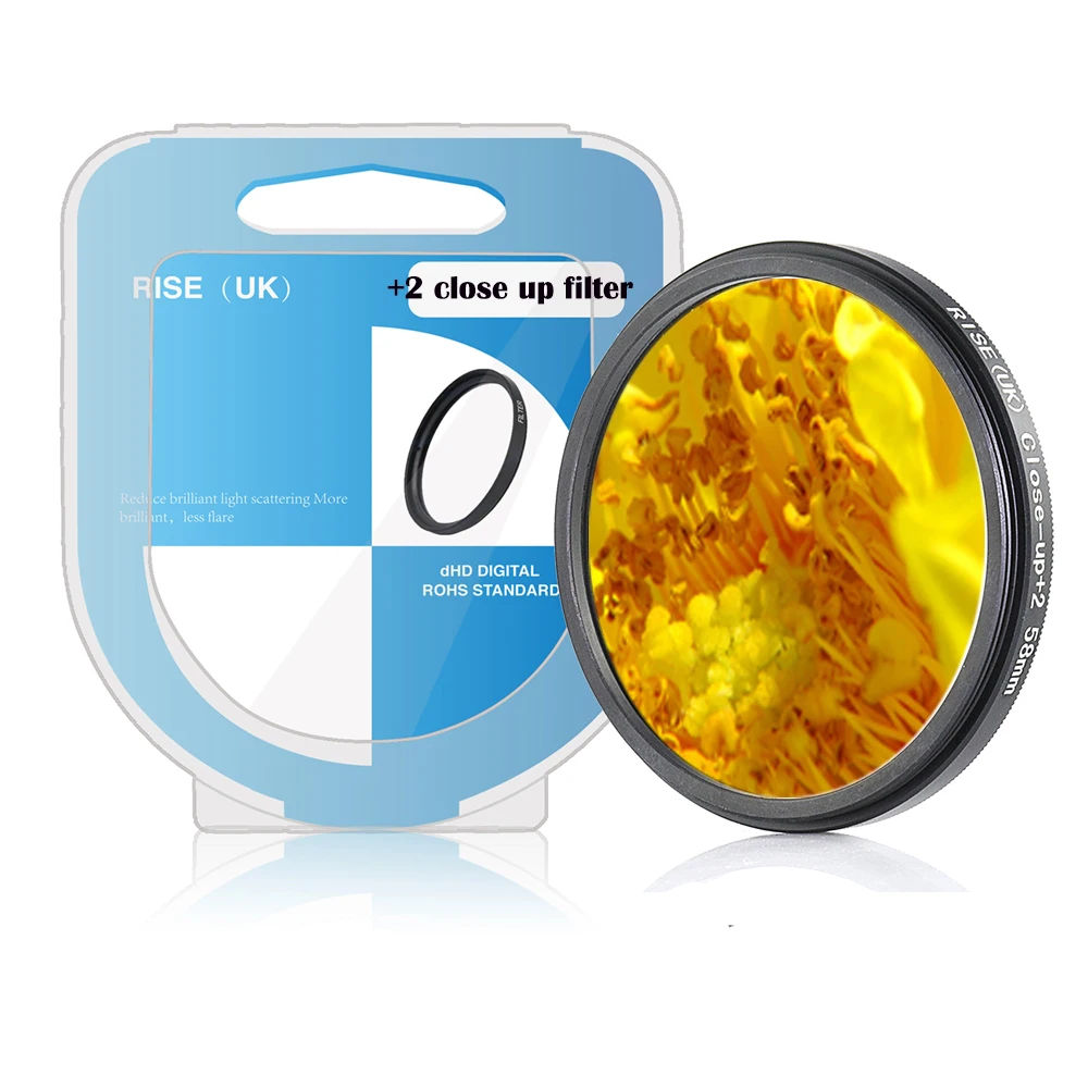 

RISE(UK) 37/40.5/43/46/49/52/55/58/62/67/72/77/82mm Close-Up +2 Macro Lens Filter with box for Nikon Canon SLR DSLR Camera