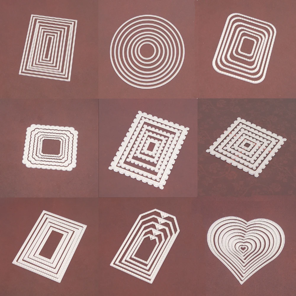 

Square Star Heart Rectangle Circle Dies Frame Metal Cutting Die For DIY Scrapbooking Paper Cards Die Cuts Photo Album Making