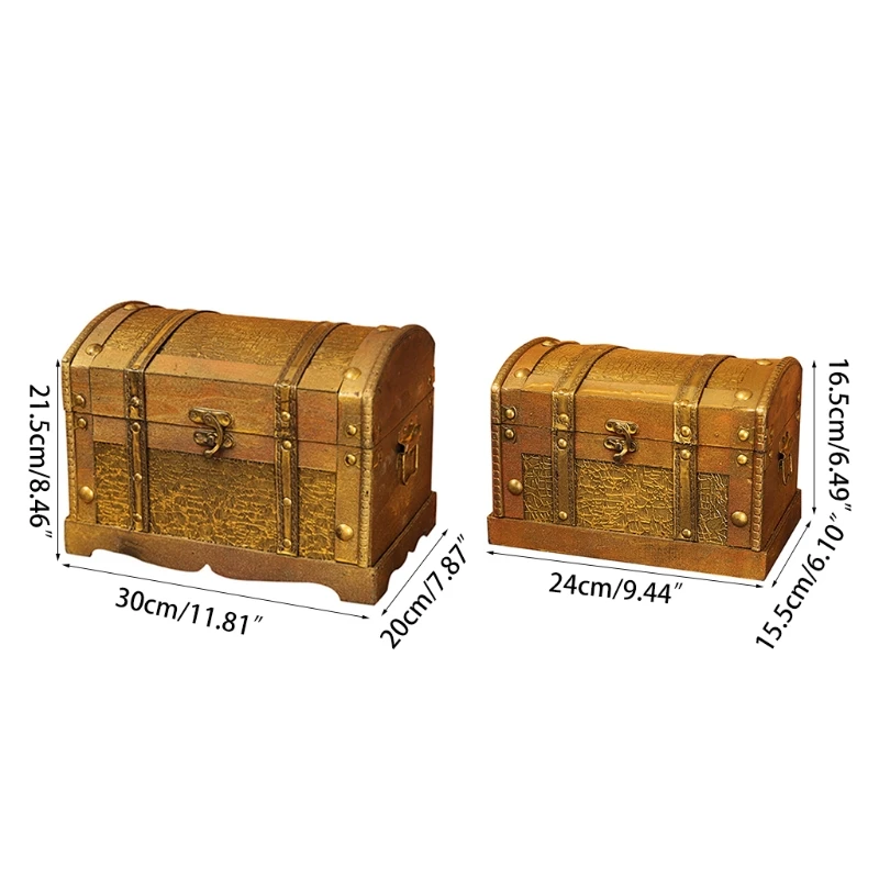 Деревянный античный ретро пират сундук с сокровищами винтажный драгоценный