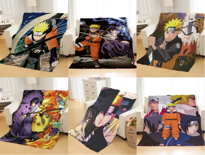 Одностороннее одеяло с принтом из мультфильма Наруто покрывало для дивана и