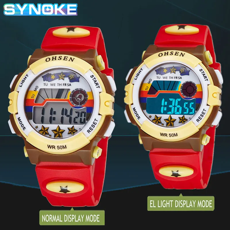 

SYNOKE Children LED Electronic Digital Watch Chronograph Clock Sport Watches 5Bar Waterproof Kids Wristwatches For Boys Girls
