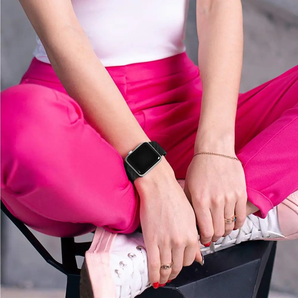 Ремешок силиконовый для Apple watch band 44 мм 40 спортивный браслет с 3d текстурой iwatch 38 42 5