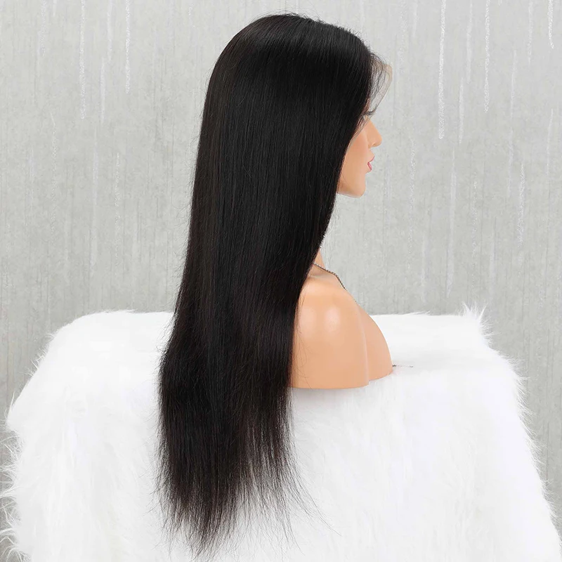 Yeahwigs 13*6 прямой поддельный парик из кожи головы 150% шелк прямые парики для черных