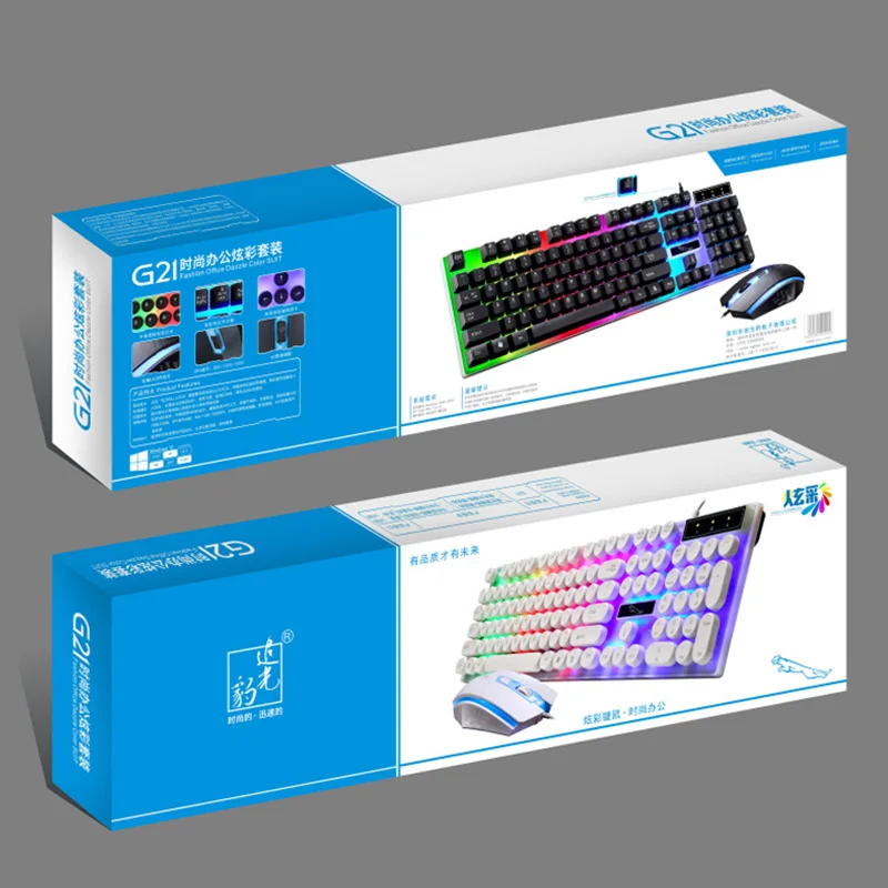 104 клавиш подсветка Проводная игровая клавиатура мышь набор механическая