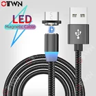 Магнитный USB-кабель Ottwn, зарядный кабель типа C, зарядное устройство для быстрой зарядки с микро светодиодами для iPhone, USB-шнур для Xiaomi, USB C