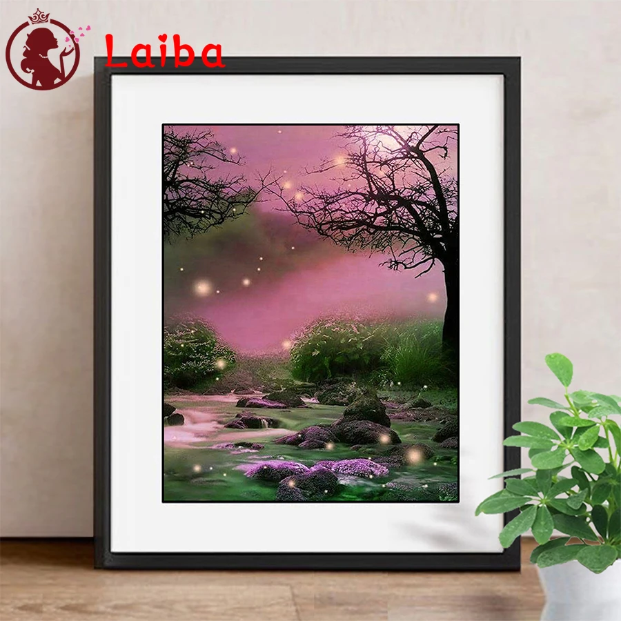 

5d diy Diamond Painting Romantic dream landscape tree diamond Embroidery full round Mosaic Diamond cross stitch home decor