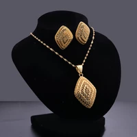 ethiopian gold jewelry sets 24k big pendant necklace earring dubai jewelry sets for women african eritrea wedding bridal set