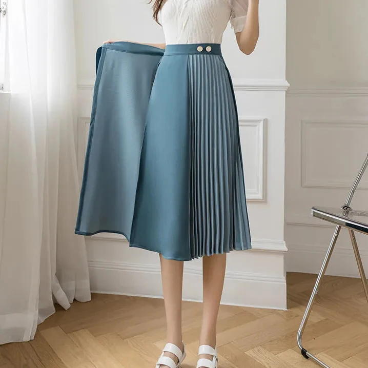 

Irregular skirt design mid-length high-waist pleated skirt long skirt extreme sexy mini micro skirt Straight Solid Ruffles