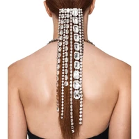 luxury large rhinestone hair chain for braids women girls jewelry indian charm boho bridal tiara crystal accessories headband