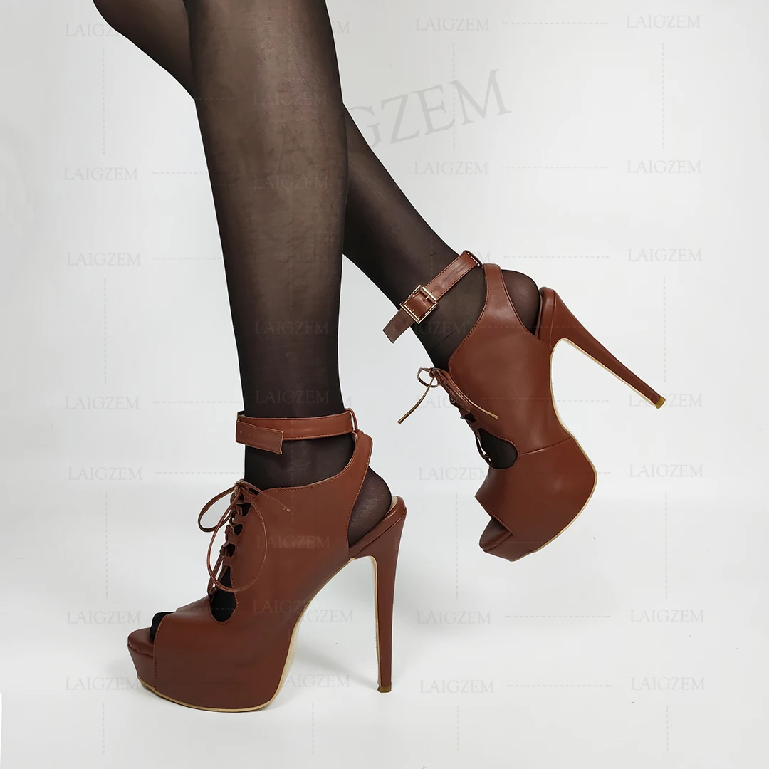 LAIGZEM/очень женские босоножки на платформе Босоножки высоком каблуке с открытым