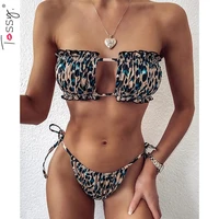tossy striped hollow out two pieces set swimwear women bikinis 2021 sexy ruffles bandage bather bathing suit vacation swimsuit