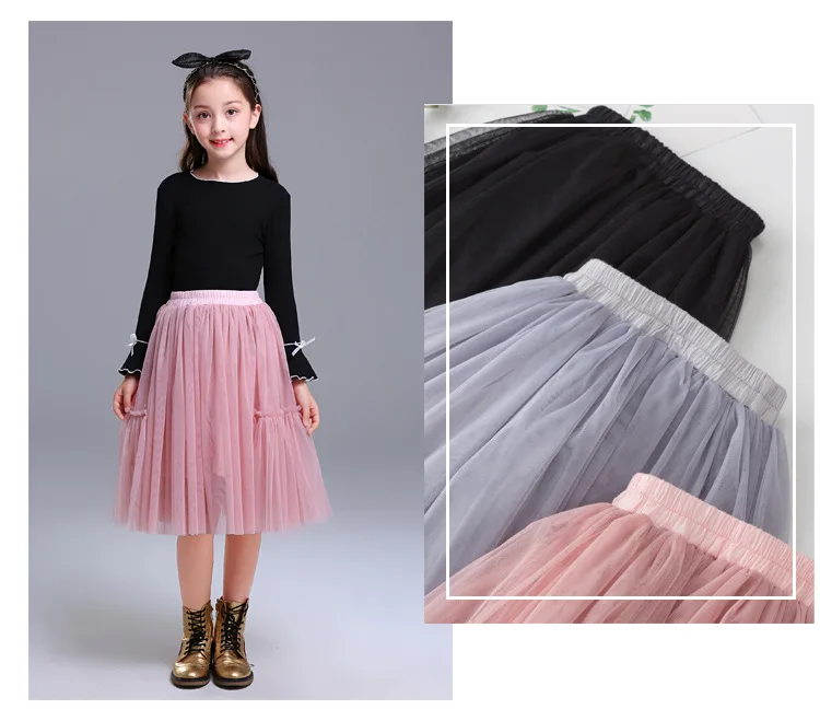 Юбка пачка для больших девочек от 3 до 13 лет Юбки принцессы с вышивкой фатиновая