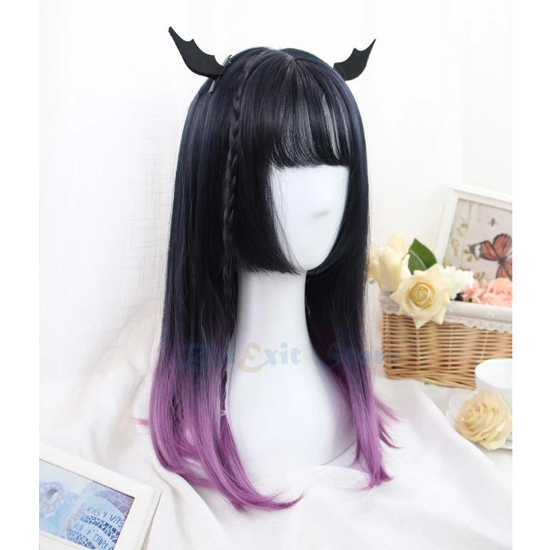 

Градиентные черно-фиолетовые бриллиантовые длинные прямые сладкие челки JK Harajuku кремовые аксессуары для косплея для девочек