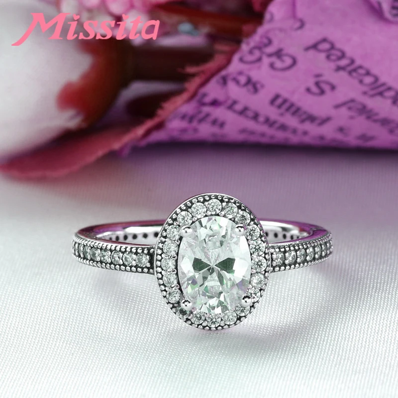 MISSITA NEW Elegant Oval AAA Zircon Finger Rings For Women Fit Wedding Anniversary Silver Color Jewelry Gift Dropshipping | Украшения и