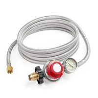 060 psi propane regulator high pressure gas regulator adjustable braided 38 inch flare swivel nut hose connector with gauge