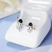cute interesting small astronaut stud earrings tiny asymmetric geometric earring piercing stud accessories best gift for girls
